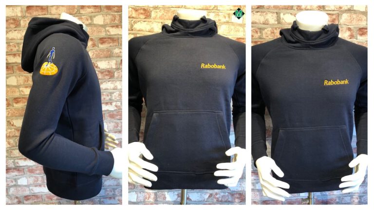 MABUTEX-Bedrijfskleding-Leek-Rabobank-custom-made-merchandise-hooded-sweater-borduren-blauw-768×432